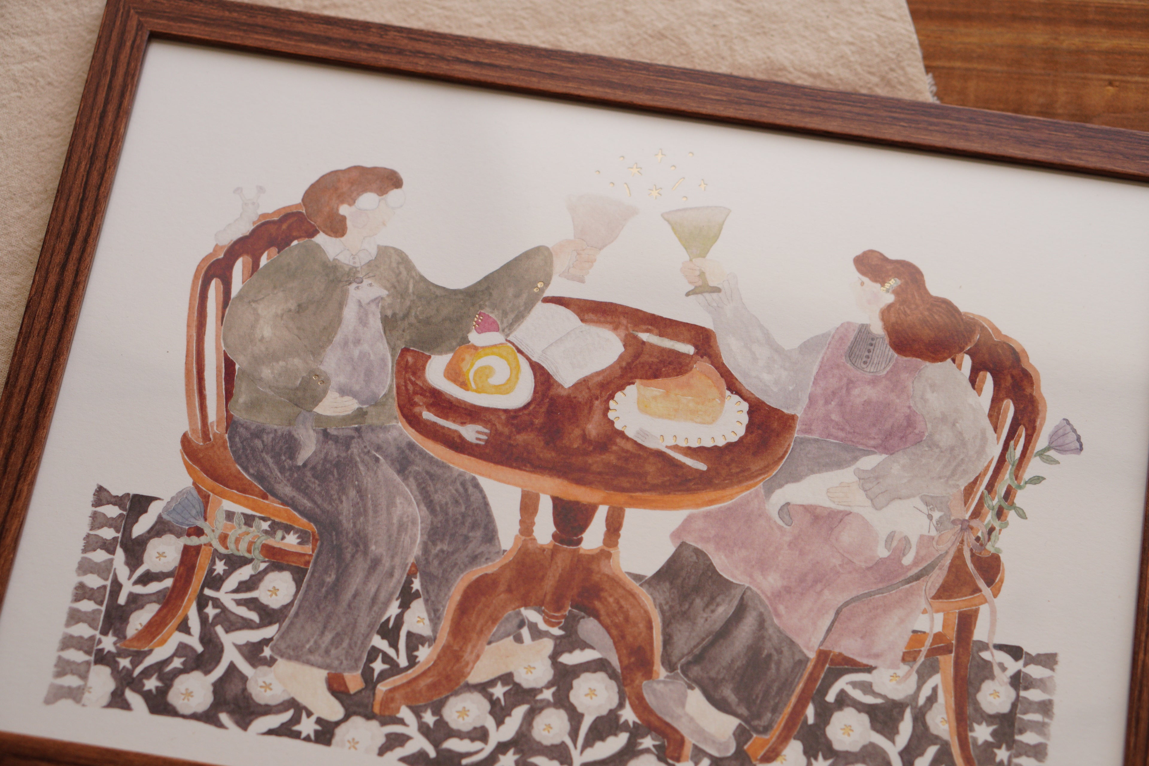 A4 Prints Family Dessert Time with Matte Gold Foil 燙霧銀複製畫