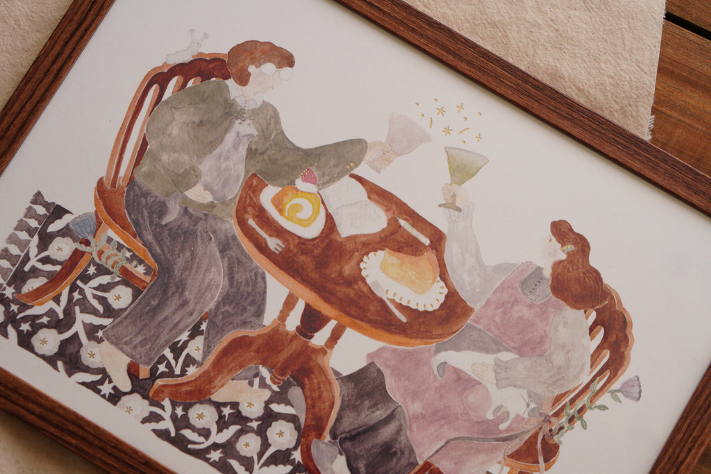 A4 Prints Family Dessert Time with Matte Gold Foil 燙霧銀複製畫
