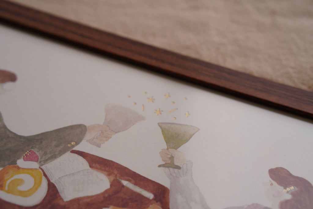 A4 Prints Family Dessert Time with Matte Gold Foil 燙霧銀複製畫