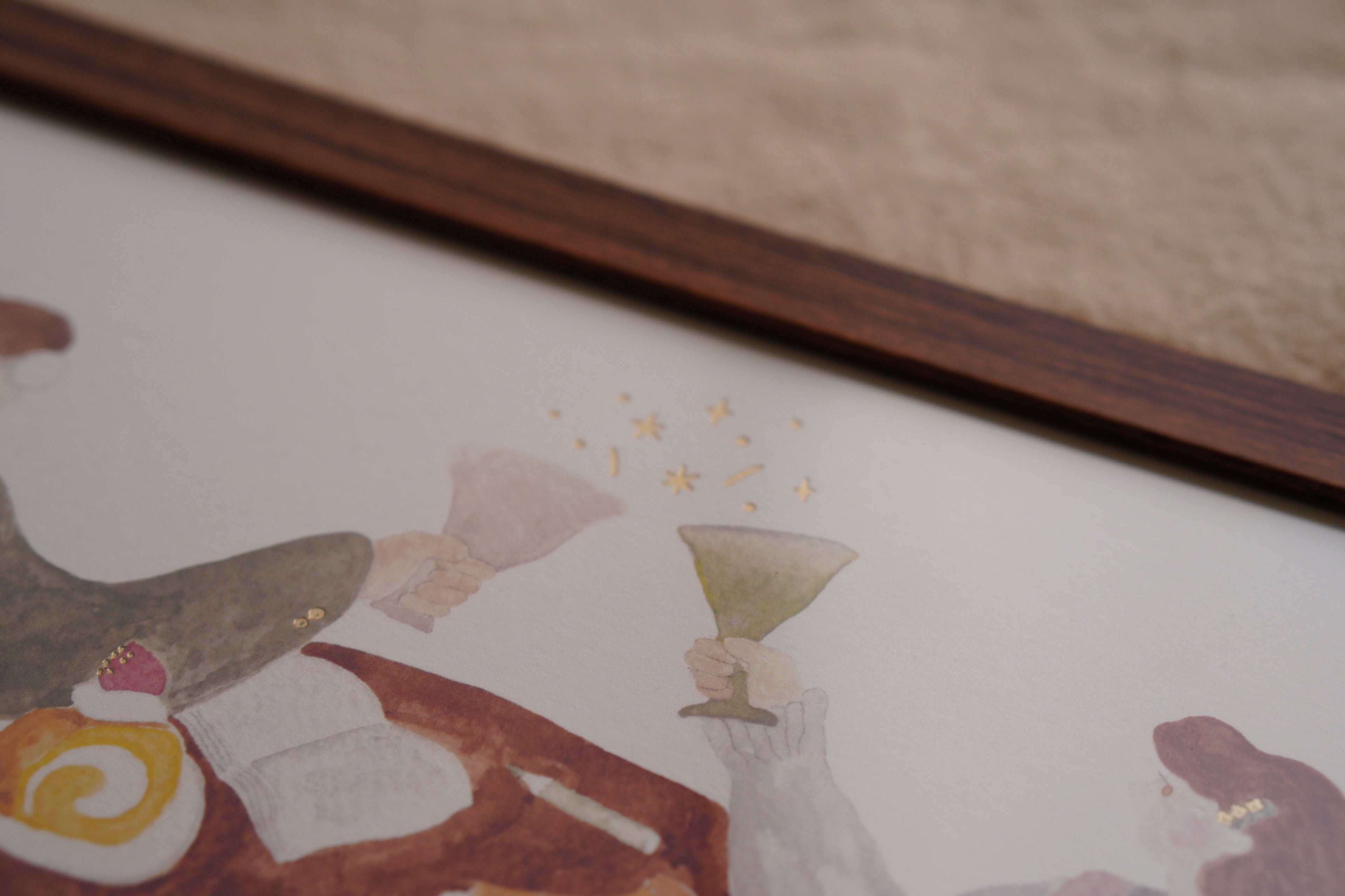 A4 Prints Family Dessert Time with Matte Gold Foil 燙霧銀複製畫