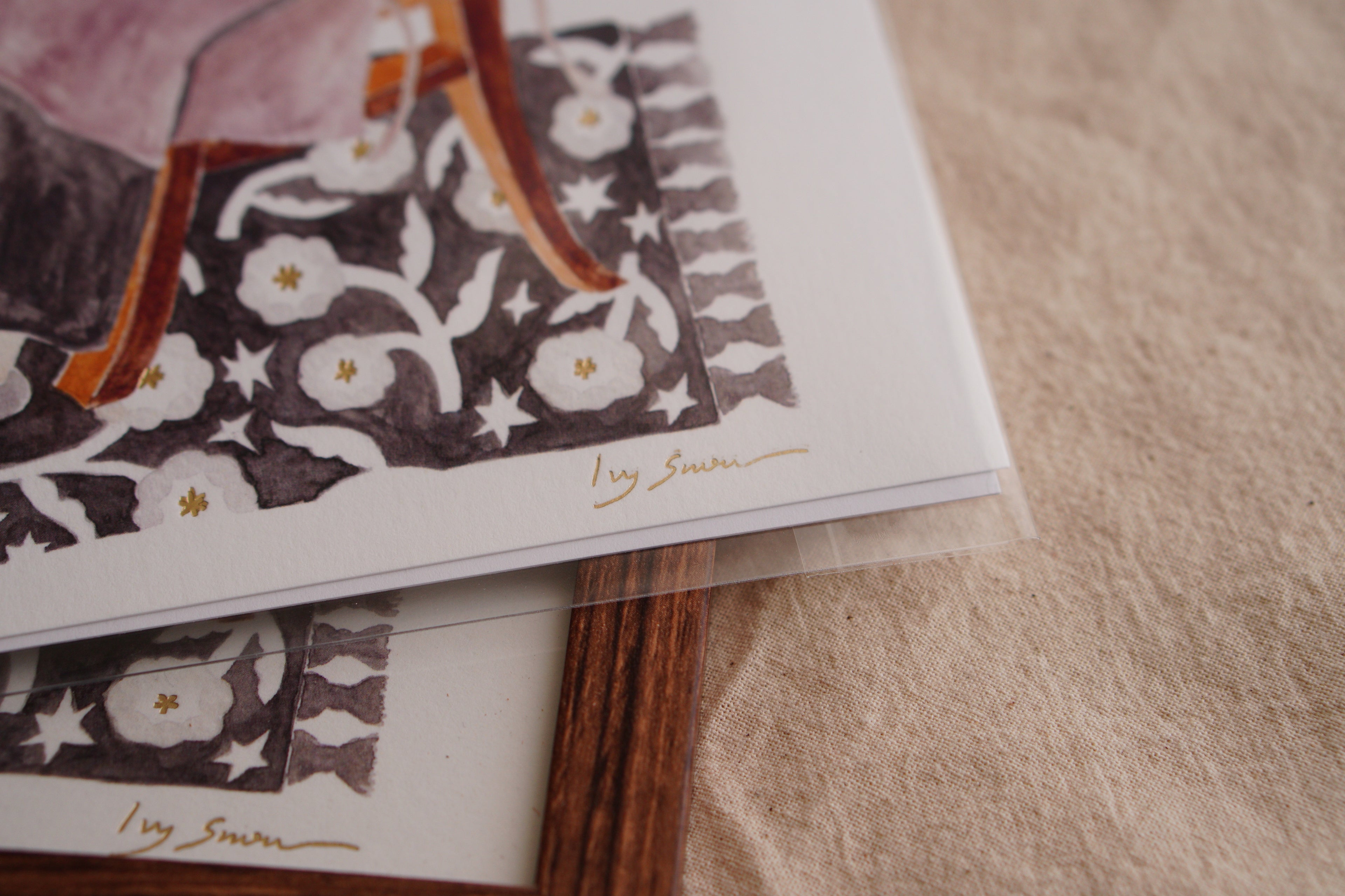 A4 Prints Family Dessert Time with Matte Gold Foil 燙霧銀複製畫