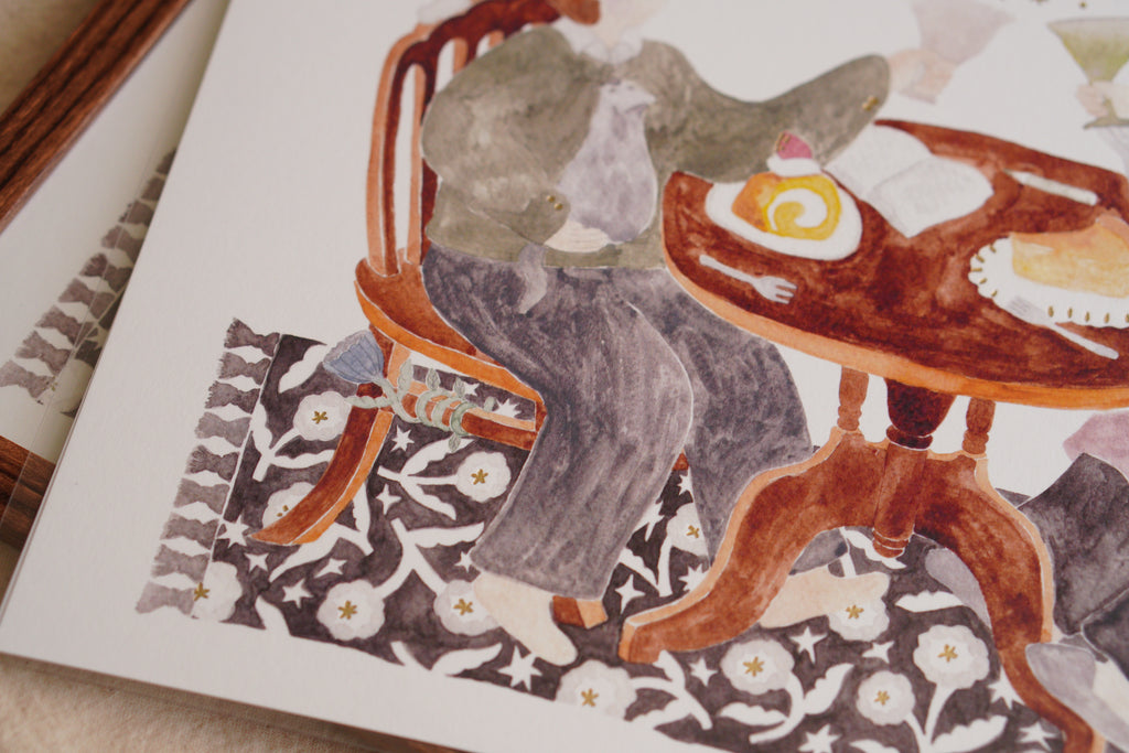 A4 Prints Family Dessert Time with Matte Gold Foil 燙霧銀複製畫